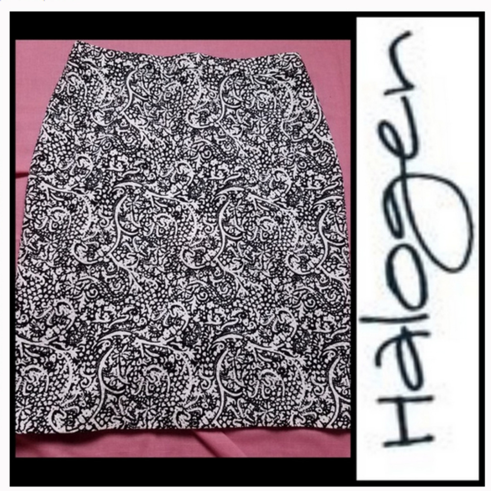 Halogen Black and white paisley print skirt size 2